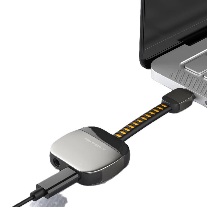 POWEROLOGY 2-IN-1 Adapter Type-C to 3.5mm AUX - Gray